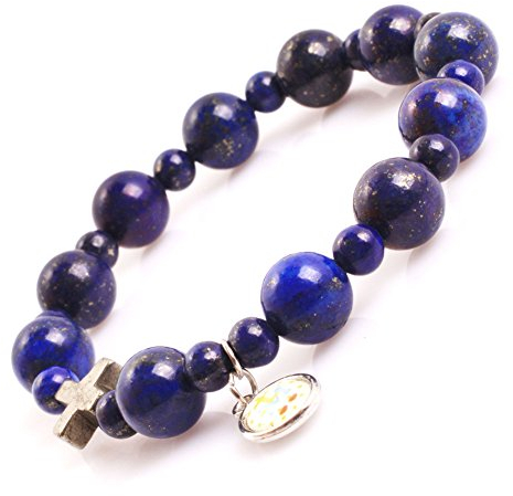 Mala Anglican Muslim katholisch Christlich Episkopal Gebetskette Rosenkranz Perlen Armband für Herren 17,8 cm handgefertigt (Lapislazuli/10 mm)