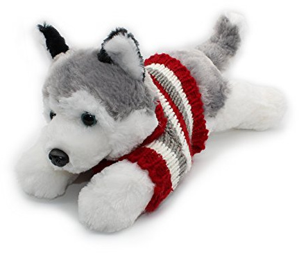 Vintoys Soft Plush Toy Lying Siberian Husky Puppy Stuffed Animals Dogs 12
