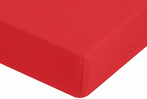 fleuresse Jerseyspannlaken/ 90x200-100x200 cm, Baumwolle, Bordeaux, 100 x 200 cm