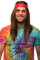 Balinco Hippie Set mit Perücke + runde Sonnenbrille + Peace Anhänger + rotes Kopfband für Herren & Damen 70er Jahre Fasching Karneval