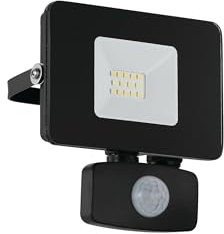 Eglo LED Outdoor Spotlight Faedo 3 | single-flame outdoor light with motion sensor, aluminium sensor wall spotlight, colour: white, glass: clear, 10 watts, IP44