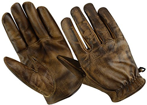 Motorradhandschuhe Leder Retro Old School Cafe RacerChopper, M, Holz braun