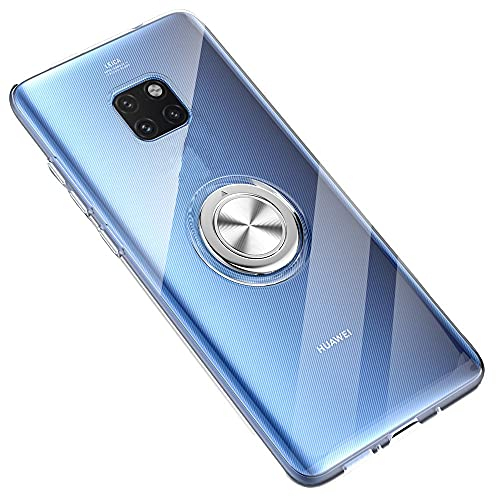 SORAKA Durchsichtige Hülle für Huawei Mate 20 Pro mit 360 Grad drehbarem Ringständer Weicher TPU transparenter Schutzhülle mit Metallplatte für Handyhalterung Auto KFZ Magnet Stoßdämpfung