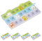 5 x 7 Tage Tablettenbox im Set, 3 Fächer, morgens, mittags, abends, Wochen Medikamentendosierer mit Deckel, transparent