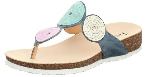 Think! Damen Nachhaltige Zehentrenner JULIA Pantolette 8010 DENIM/KOMBI 42 EU, 8010 Denim Kombi, 43 EU