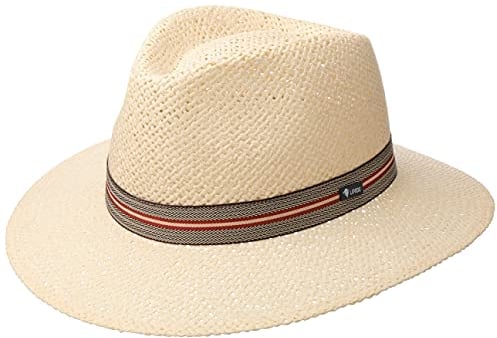 LIPODO Sombrero de Paja Namanto Traveller Mujer/Hombre - Made in Italy Sol Verano Playa Primavera/Verano - L (58-59 cm) Blanco Crema
