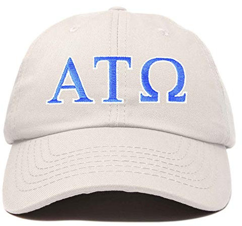 DALIX Alpha Tau Omega Bruderschaft griechische Buchstaben Ball Kappe bestickt Hut, Beige, Einheitsgröße
