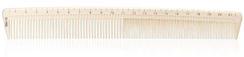 Haarschneidekamm, Frisieurkamm mit integriertem Lineal, 22cm, beige