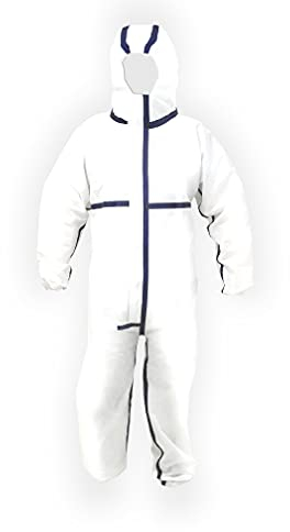 KELI FRANCE K•Protect - Schutzanzug mit Kapuze Cat. III Typ 5 und 6 - aus Polypropylen - elastisch an Handgelenken, Knöcheln, Kapuze, weiß (XXL)