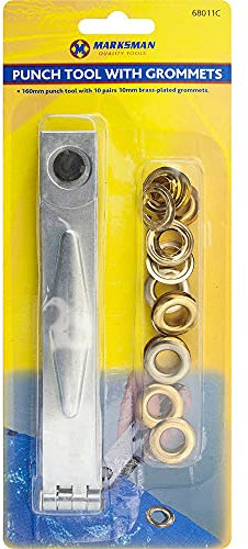 NEW PUNCH TOOL WITH GROMMETS BRASS EYELETS GOLD 10MM WASHERS HAND TOOL | FOR LEATHER CRAFT CARD DECORATION EYELETS GROMMETS WITH WASHERS