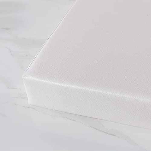 WigWu Leder-Bankkissen, abnehmbar, rutschfest, mit Schaumstoff gefüllt, Schuhwechselhocker, Kissen für Veranda, Terrasse, Schaukelstuhl, Strand (weiß, 60 x 45 x 5 cm)