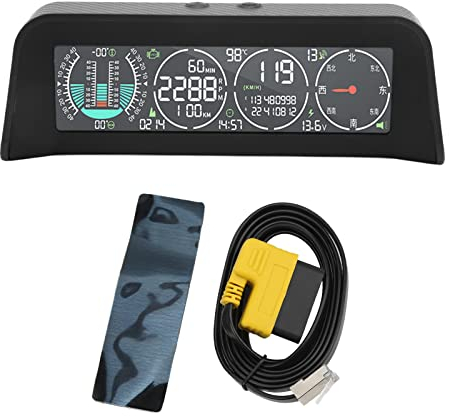 Auto-OBD-HUD-Display, Intelligentes GPS-OBD-HUD-Display, Multifunktions-Zweikanal-OBD + GPS-Smart-Messgerät, Einstellbare Bildschirmhelligkeit, Universell für Alle Autos