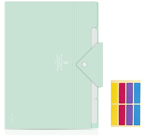 KONVINIT Dokumentenmappe A4 Fächermappe mit Fächern Erweiterbar Ordnungsmappe Organizer Mappe Bürobedarf Schulmaterial Organizer Mappe,hell blau