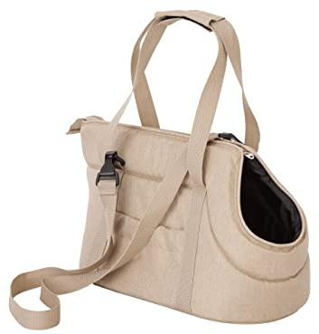 PillowPrim Hundetasche, Transportbox, Katzentasche, mit verstellbarem Schultergurt, mit Seitentaschen, Hände frei Reisetasche, Beige, 1: 20 x 36 x 22 cm