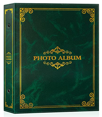 Lanpn Fotoalbum 10x15 400, Traditionell Kunstleder Einstecken Einsteckalbum für Hochformat Fotos Bilder Grün