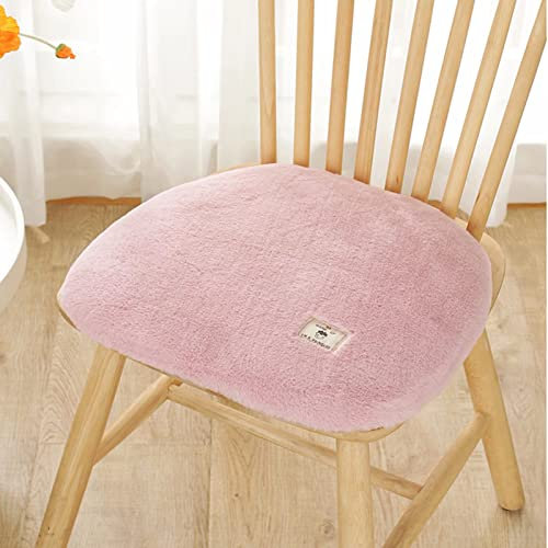 Yadlan Stuhlkissen 40x40 mit BäNdern 6er Set, Sitzkissen Stuhl Fell Eckig, Stuhlauflagen EsszimmerstüHle, Kurzfell Sitzpolster Gartenstuhl, Waschbar PlüSch Sitzkissen KüChenstuhl Rosa