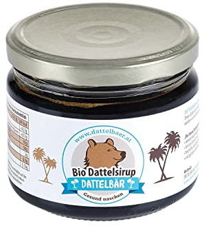 DATTELBÄR - BIO Dattelsirup, 330 g Glas - Karamelliger Geschmack - Zucker Alternative - Vegane Honig Alternative - Zum Backen, Süßen oder Pur