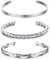 JeweBella 3 Stück Armreif Damen Silber/Gold Edelstahl Einfaches Armband Offen Set Stapelbar Glatt Poliert Twist Maschette Armreif Armband Breite 4MM