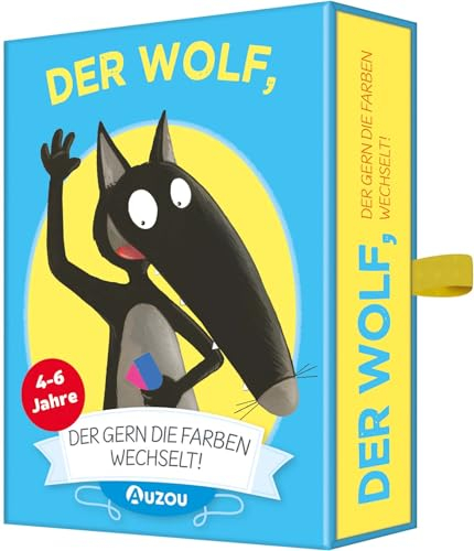 AUZOU | Der Wolf, der gern die Farben wechselt! | Kartenspiele für Kinder | Familienspiele | Auzou Wolf | Der Wolf Kinderbuch | Reaktion und Genauigkeit | Farben Lernen | Für 2-6 Spieler ab 4 Jahren