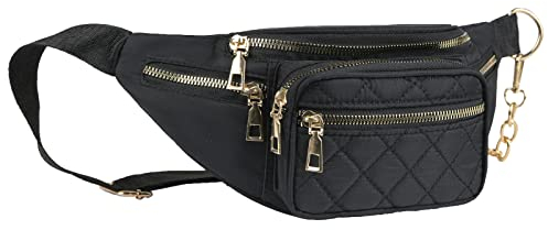 Marsupio da donna Borsa a vita impermeabile Borsa pettorale Borsa dell'anca (Nero)