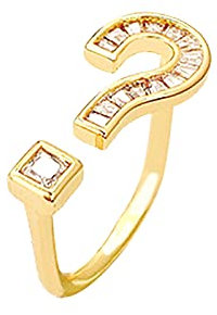 Reepetty Fragezeichen Ring Weibliche Persönlichkeit Design Ring Weiblicher Zeigefinger Ring Ringelshirt Blau (Gold #24, One Size)