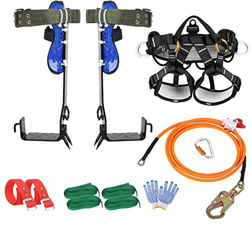 WHXGG Tree Climbing Gear Set, Tree Climbing Spikes Adjustable Tree Climbing kit Pole Climbing Spurs Tool with Non-Slip Pedal for Climbing, Hunting, Logging, Observation & Outdoor Reaction