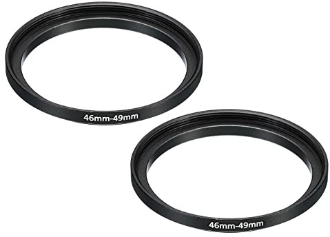 PATIKIL 46mm-49mm Metal Step Up Ring, 2 Pack Camera Lens Filter Adapter Ring Aluminum Filter Adapter Ring for Camera Lenses Hood, Black