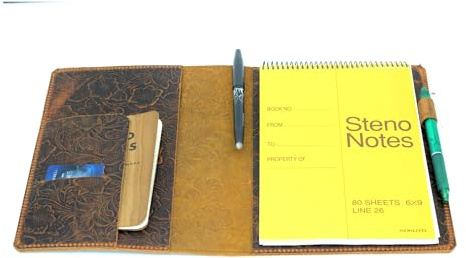 JJNUSA Lederbezug Kompatibel mit Steno Notes 6 x 9 Spirale Notebooks Rocketbook Flip Executive 6 x 8.8 Distressed Original A5 Lederbezug Blume Braun