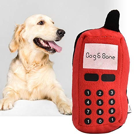 Dog Chew Toy Plush Teether Interactive Mobile Phone Toy for Dogs (Red)