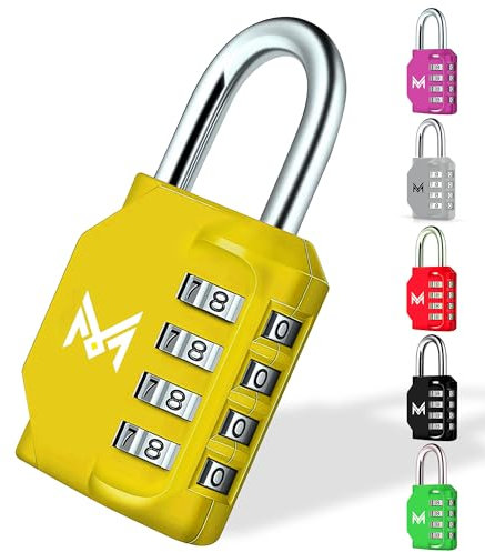 MERCURYAL Cadenas à combinaison - Cadenas sécurité 4 chiffres - 1/2 unités de couleur Jaune et Noir - Gym, tiroirs, Gym