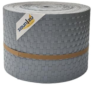 zaun|zu® Rattan 26 Meter Rolle 19cm hoch | Sichtschutzstreifen PE für Doppelstabmatten UV-beständiger Sichtschutz | Zaunblende Made in Germany | Robustes Design Hellgrau 26m