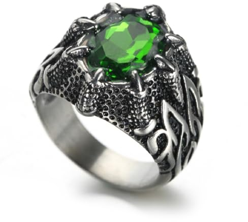 Gu Feng Mode Ruby Dragon Claw Herren Titan Stahl Ring Schmuck