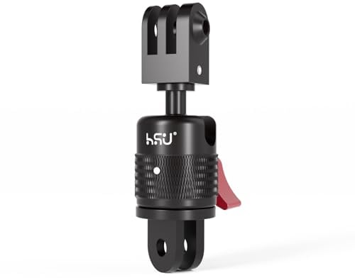 HSU 360 Degree Adjustable Adapter for Action Cameras, Aluminium Alloy Camera Mount for Hero 13/12/11/10/9/8/7/6/5/4/3