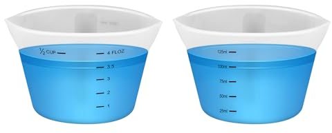 2 Piezas taza Medidora para Ropa, 125 ml Silicona Taza Medidora de Detergente para Ropa Reutilizable Tazas Medidoras de Líquidos, No Más Desorden ni Fugas para el Hogar Dormitorio