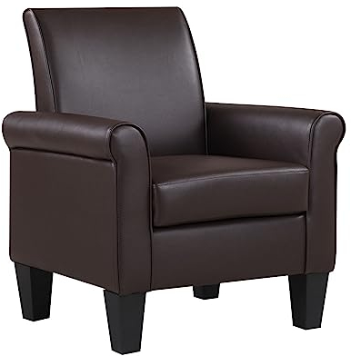 Meisax Sessel, Ohrensessel mit Armlehnen, Kunstleder Fernsehsessel, Ruhesessel Ohrensessel, Polstersessel, Einzelsofa, Relax Sessel, Ergonomisch für Schlafzimmer Wohnzimmer Balkon Büro