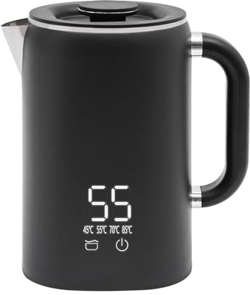 Elektrischer Wasserkocher 1.7L, 5 Temperaturstufen Einstellbar Smart Elektrischer Wasserkocher mit LED Digital Temperaturanzeige, Abschaltautomatik und Überhitzungsschutz, Warmhaltefunktion