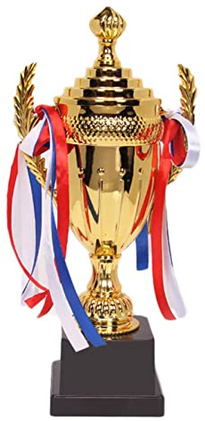 Pokal Trophäe - Meisterschaftskelch, Goldener Gewinner Pokal | Wasserdichte Trophäe mit farbigem Band | Preisverleihung für Häfen Turniere Wettbewerbe Rechtschreibung