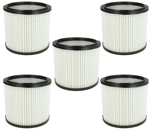 vhbw 5x Faltenfilter kompatibel mit Aqua Vac Industrial 50, 35, 30 Staubsauger - Patronenfilter Weiß