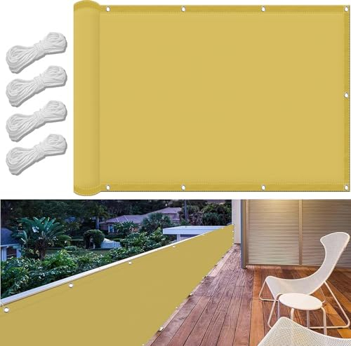 Sonnensegel Sonnenschutz Windschutz 160 x 260 cm,(Nach Mass) Markisenstoff 98% Uv Schutz Wasserabweisend, Balkon Blickdicht Sichtschutz,Für Terrasse Garten, Creme Farben