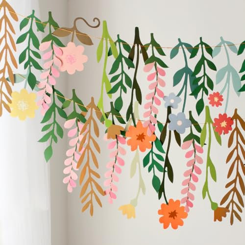 Yajuo Bunte Wildblumen-Girlande, Blumen-Banner, Gartenparty-Dekoration, Doppelseitige Blatt-Blumengirlande, Hängende Blumen, Wildblumen-Party-Dekoration für Geburtstag, Hochzeit