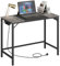 HOOBRO Escritorio de Ordenador, Escritorio de Oficina en Casa con Toma de Corriente, Mesa de Estudio Moderna con 3 Ganchos, Robusto y Estable, Montaje Fácil, Gris Carbón y Negro EBC40CDN01