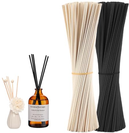 Hugwish 200 st långa fiberpinnar för diffusor 25 cm x 3,0 mm, Träfärg Svart diffusorben, kamomill diffusor pinnar för hemmakontor hotell spa eterisk olja