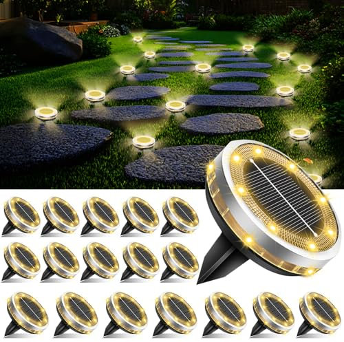 Bzavor 18 Stück IP65 Solar Bodenleuchte Aussen, Upgraded Oben 8 Stück + Seitliche 4 Stück LED-Perlen Solarleuchten Garten, Bodenleuchten Außen Wasserdicht, Solarlampen für Außen,Boden Solarleuchten