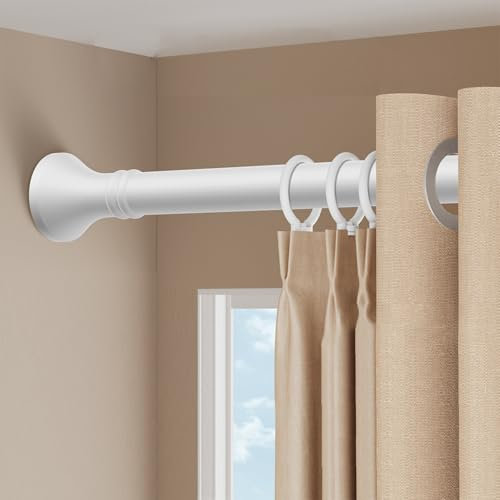 Gardinenstange Ohne Bohren Lang Gardinenstange Extra 40-500cm Länge Duschstange Edelstahl Klemmstange Ausziehbar für Badezimmer, Schrank, Schlafzimmer und Balkon(Weiß,310-400cm)