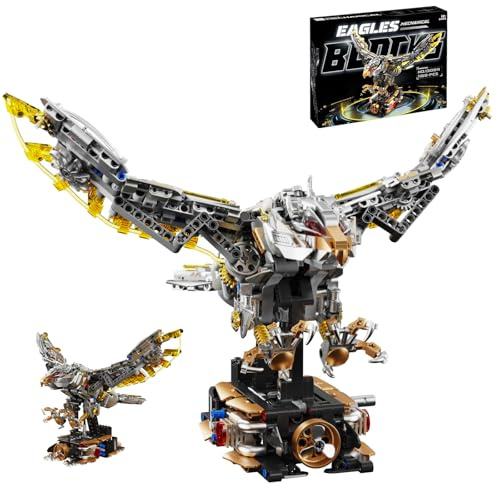 CSNRHG Mechanical Eagle Building Block Set 3D Poseable Model with Articulated Wings & Talons STEM Toy for Kids & Adults for Engineering, Nature & Animal Lovers