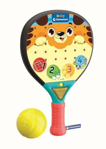 Baby Clementoni 17591 - Padel para bebé con Pelota, Pelota de Goma Suave y Centro de Actividad electrónica para Habilidades motoras y destreza, para niños de 1 a 4 años