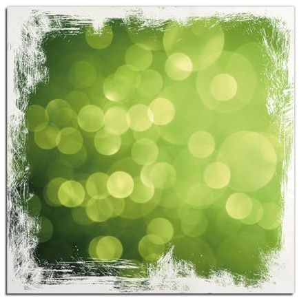 Wallario Wandbild aus Holz Abstrakte grüne Kreise grüne Lichtpunkte - 40 x 40 cm in Premium-Qualität: Brillante Farben