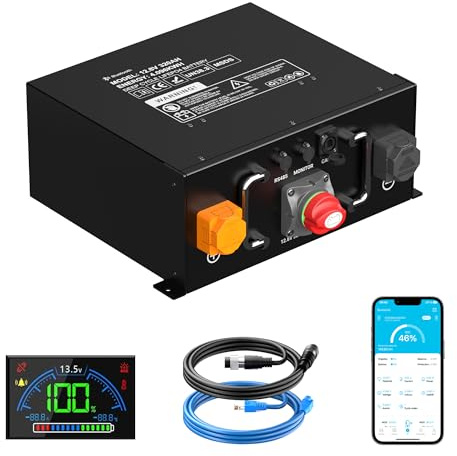 Mjbsan 320Ah 12V LiFePO4 Batterie,4096Wh Lithium iron phosphate batteries,ECE R10 zertifiziert ，Eingebautem 250A BMS,Niedrigtemperaturschutz,12000 Zyklen und 10-Jahres Lebensdauer,für Wohnwagen,Solar