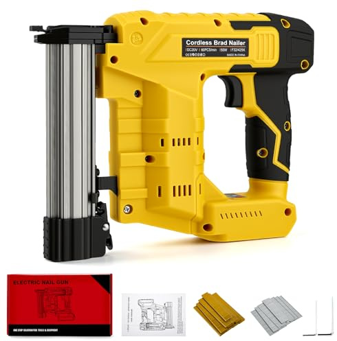 Chiodatrice a batteria 18GA, spillatrice elettrica senza spazzole con 1000 chiodi e 1000 graffette, compatibile con batteria De-walt da 20 V, per fai da te, costruzione di mobili e riparazioni
