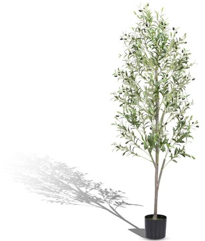 Alyvisun 180cm Olivo Pianta Artificiale Grande, Piante Finte da Interno con Foglie D'olivo Realistiche e Base Inferiore Ispessita con Peso in Cement